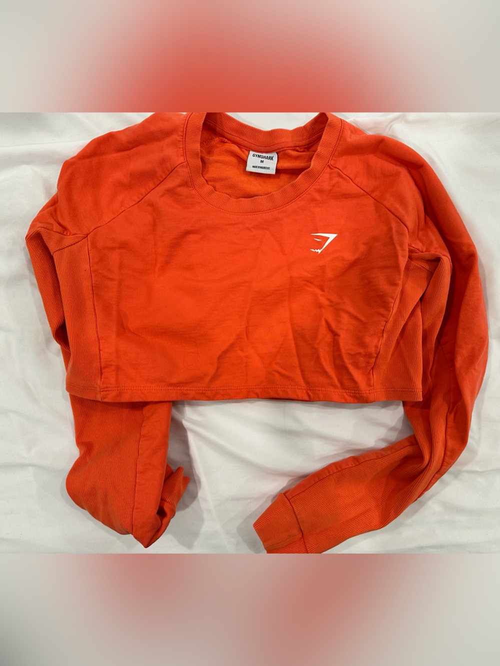 Gymshark Orange Cropped Long-Sleeve Top with White Logo